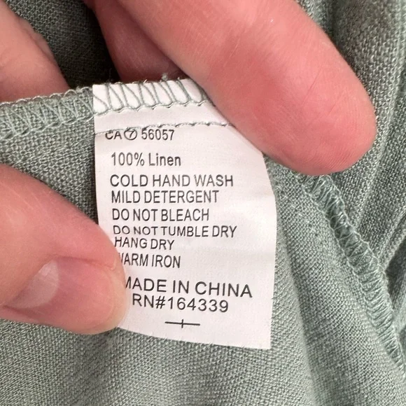 Petal & Pup NWT Sage Green Linen Midi Wrap Dress Flutter Sleeves Size 2 - Picture 7 of 7